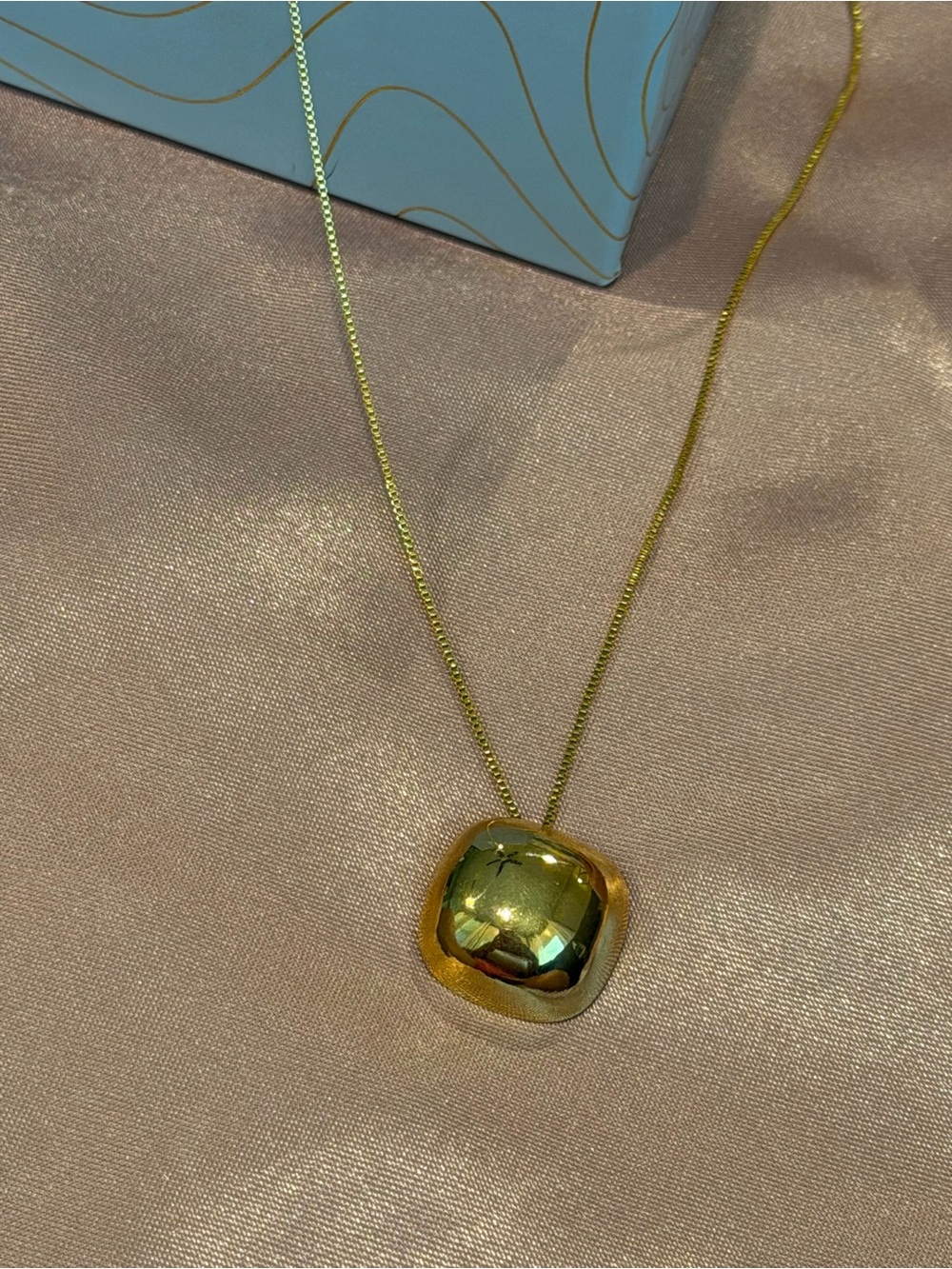 Gold Cushion Pendant Necklace - Elegant Women's Jewelry